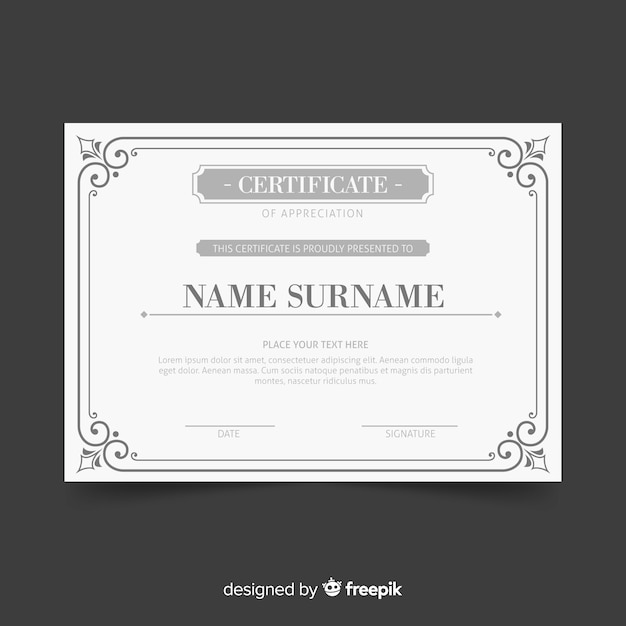 Free vector decorative vintage certificate template