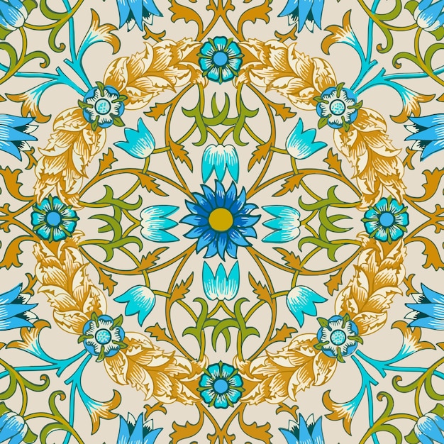 Free vector decorative vintage flower ornament seamless pattern background