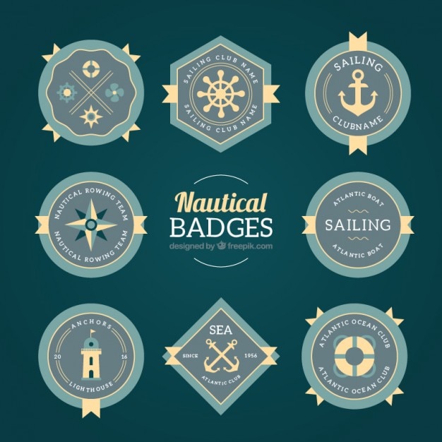 Free vector decorative vintage salor badges