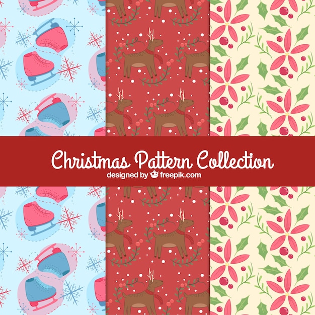 Decorative watercolor christmas patterns