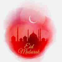 Free vector decorative watercolor eid mubarak background