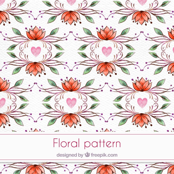 मुफ़्त वेक्टर decorative watercolor floral pattern in vintage style