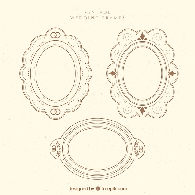 Free vector decorative wedding frames in vintage style