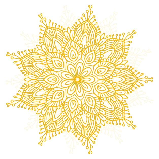 Vettore gratuito mandala decorativo giallo su sfondo bianco