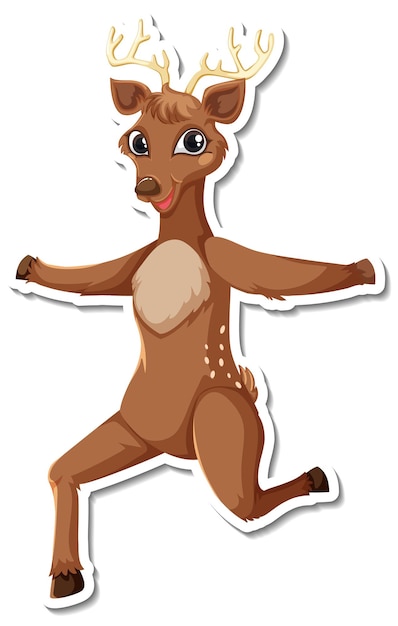 Free vector deer dancing cartoon character sticker