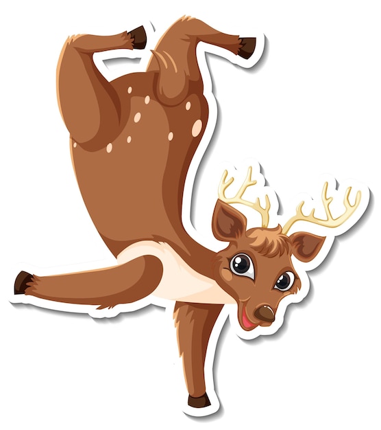 Free vector deer dancing cartoon character sticker