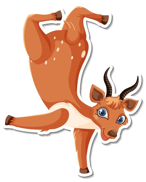 Deer dancing cartoon character sticker