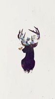 Free vector deer head silhouette painting mobile phone wallpaper