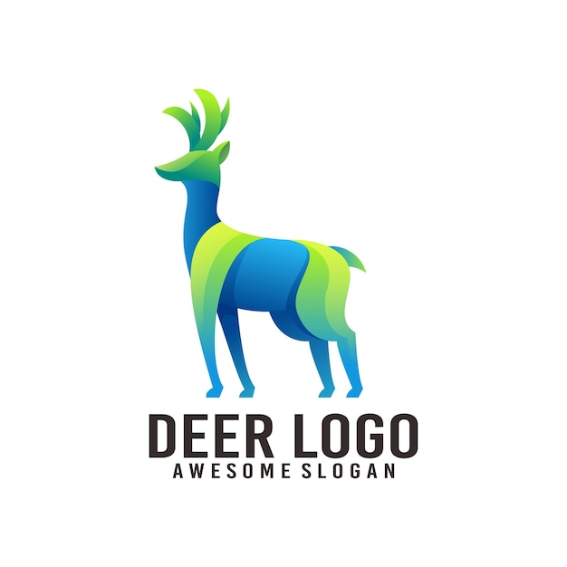 Free vector deer illustration gradient mascot logo