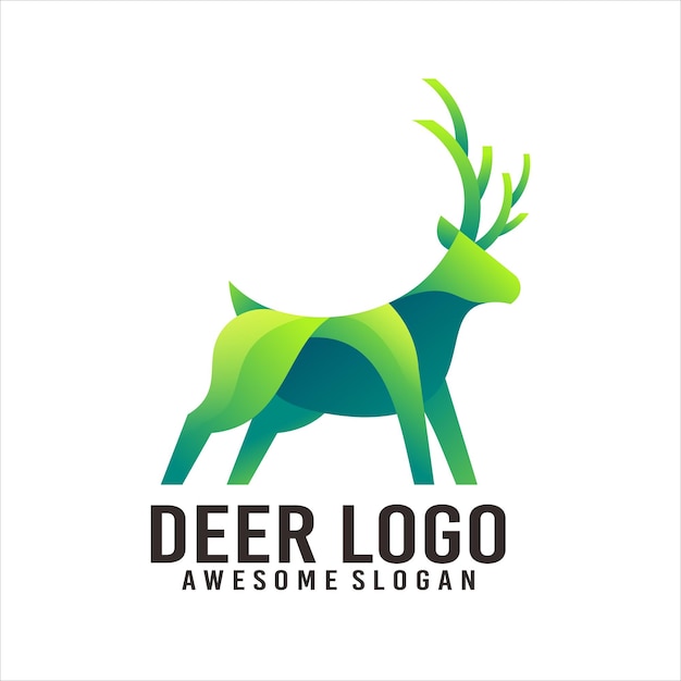 Free vector deer illustration gradient mascot logo