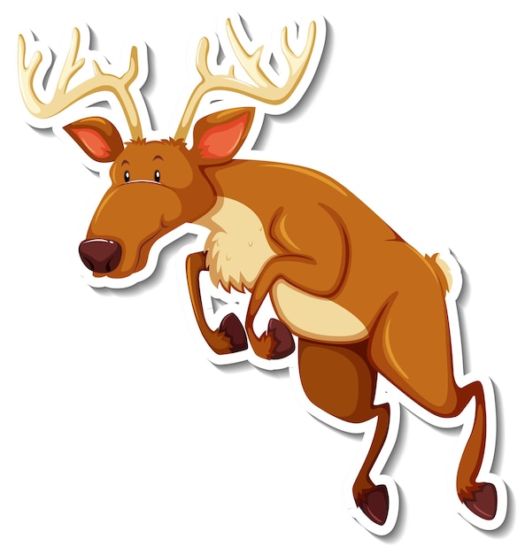 Free vector deer leaping cartoon character sticker