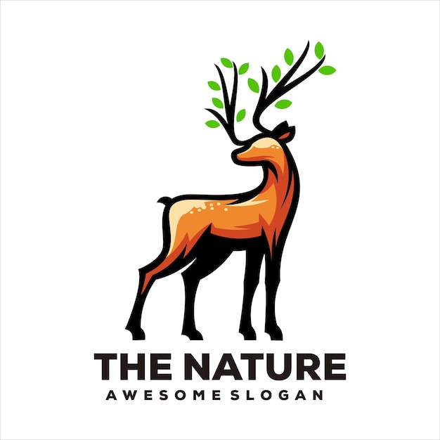 Free vector deer mascot illustration logo