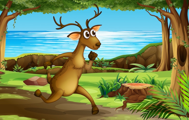 मुफ़्त वेक्टर a deer running in forest