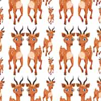 Free vector a deer on seamless pattern