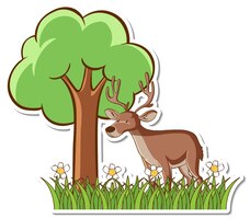 Deer standing in grass field sticker