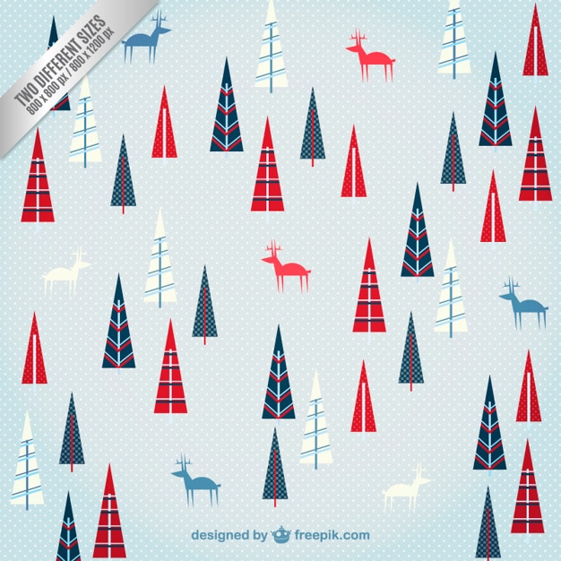 Deer and trees christmas pattern