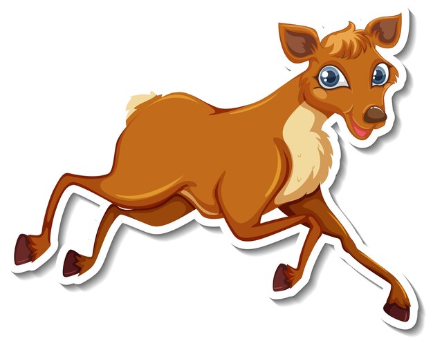 Deer walking cartoon character sticker