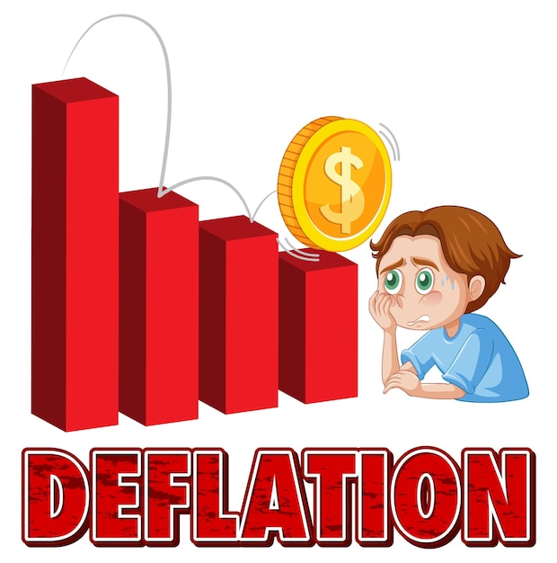 Бесплатное векторное изображение Логотип шрифта deflation и уволенный сотрудник