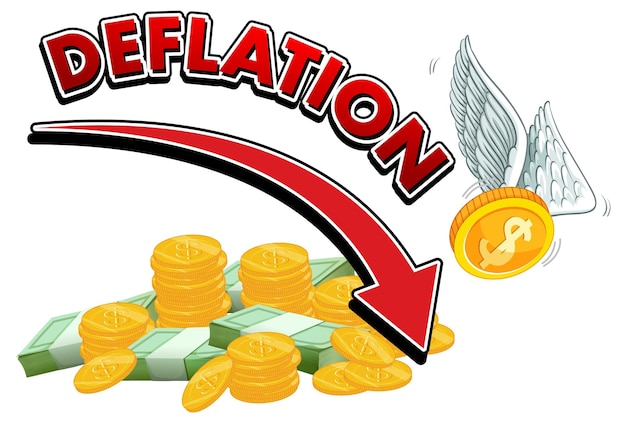 Deflation logo with arrow pointing down