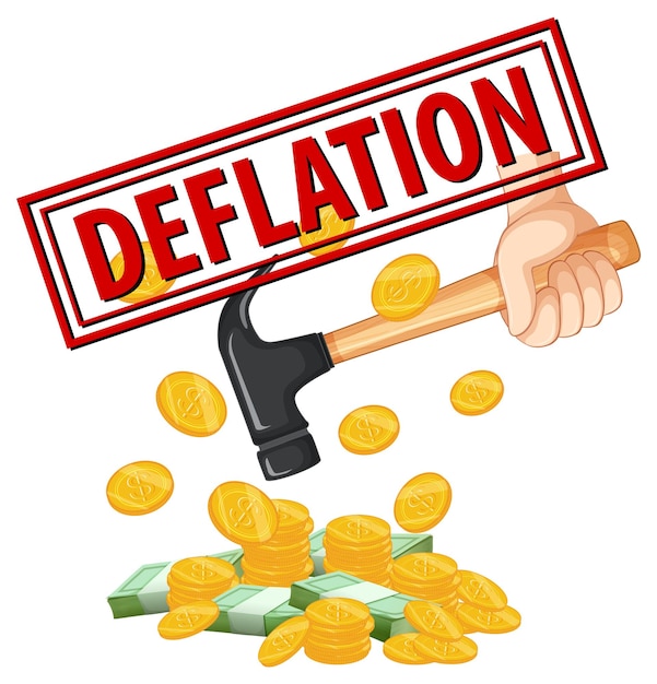 Бесплатное векторное изображение Штамп дефляции с молотком и монетами