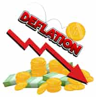 Free vector deflation with red arrow going down and coins