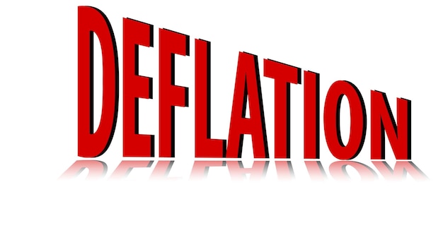 Логотип слова дефляции красного цвета