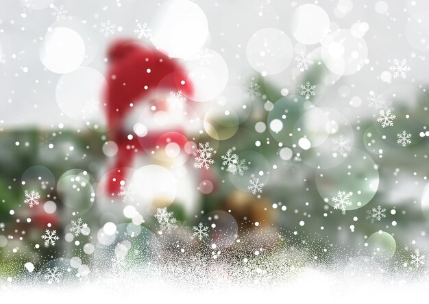 Defocussed christmas snowman background with a snowflake design