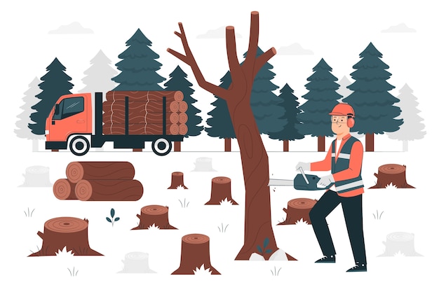 Free vector deforestation concept illustration