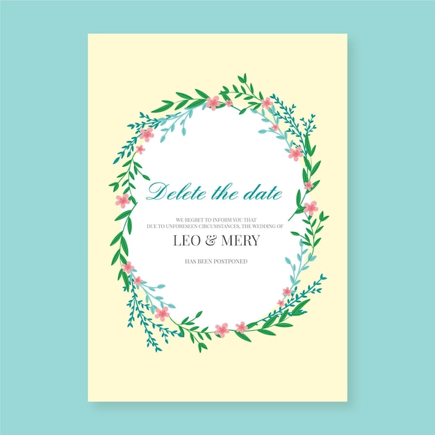 Deleted wedding date card template