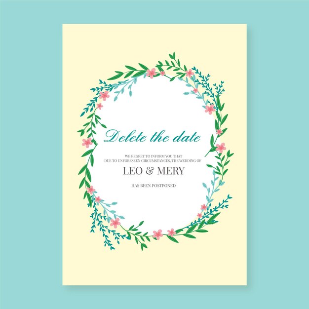 deleted wedding date card template