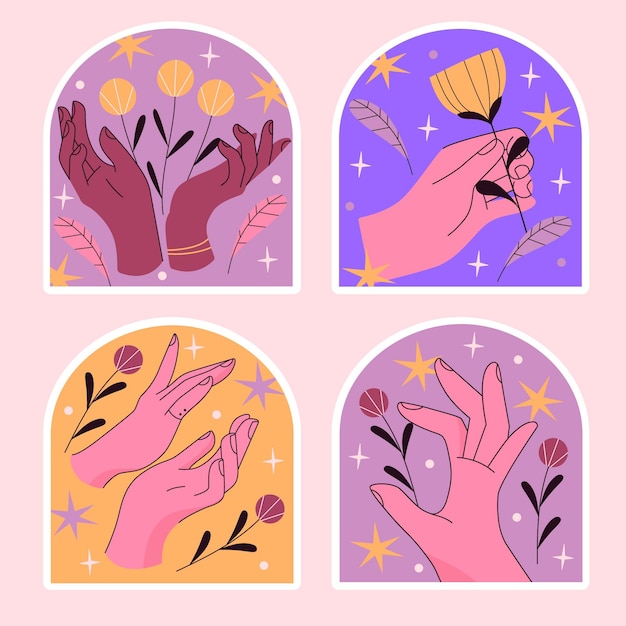 Free vector delicate hands illustration stickers