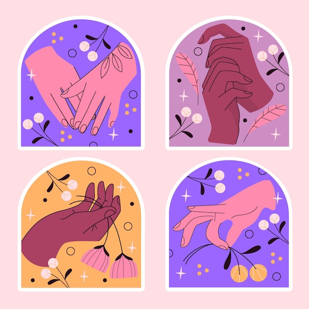 Free vector delicate hands illustration stickers