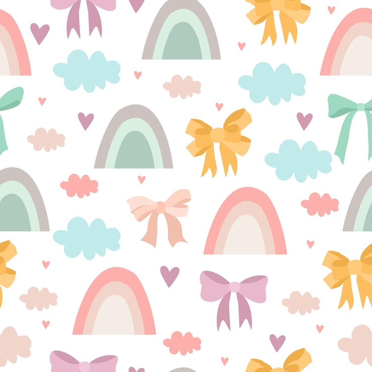 Free Vector delicate pattern with rainbows and bows