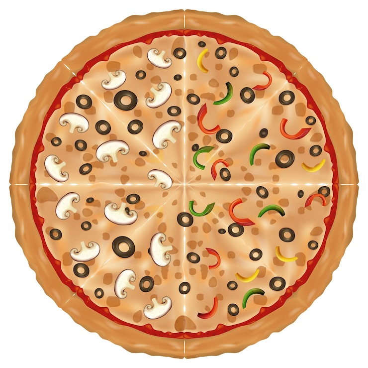 Free Vector delicious assorted toppings pizza illustration