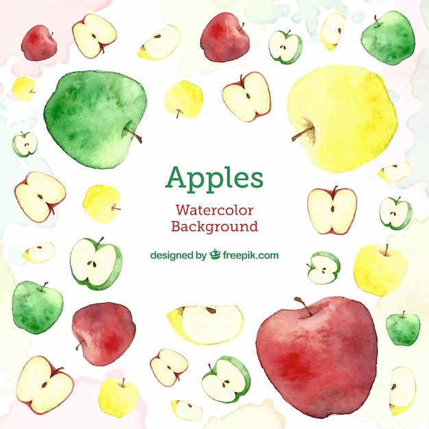 'delicious' background with different types of apples
