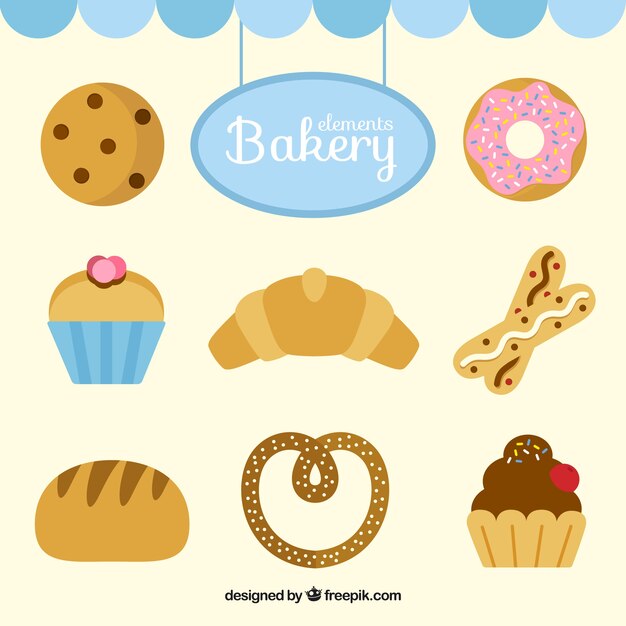 Delicious bakery foodstuffs set