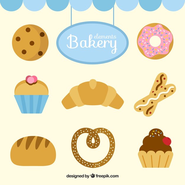 delicious bakery foodstuffs set