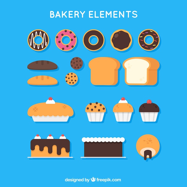 Бесплатное векторное изображение Вкусные хлебобулочные изделия и сладости