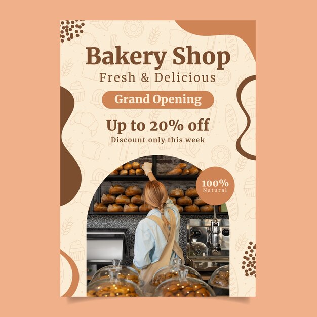 Delicious bakery products poster template