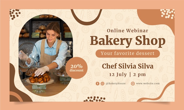 Free vector delicious bakery products webinar