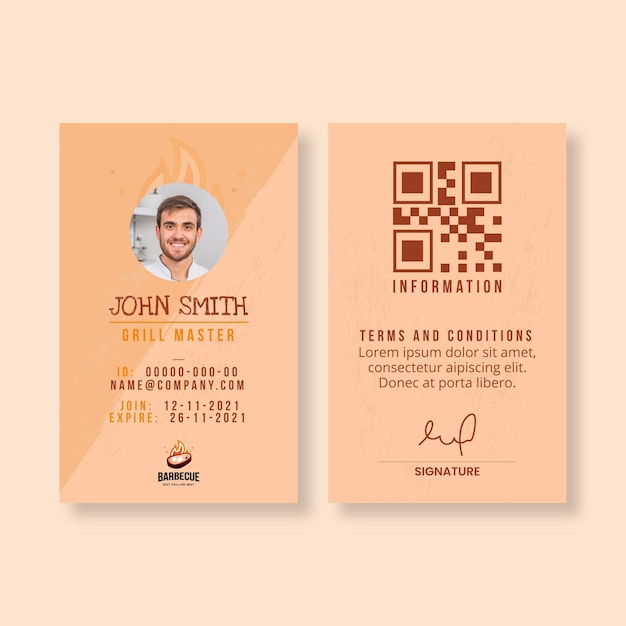 Free vector delicious bbq id card template