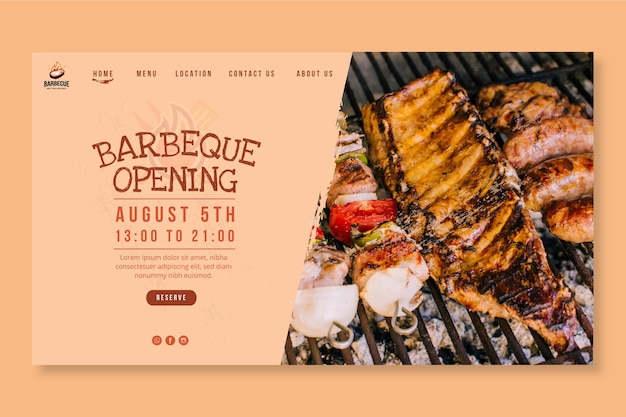 Delizioso modello di pagina di destinazione per barbecue