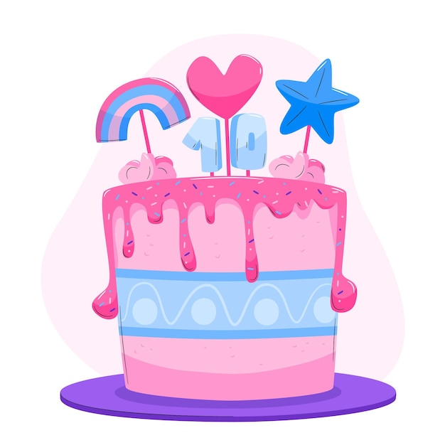 Free vector delicious birthday cake with topper