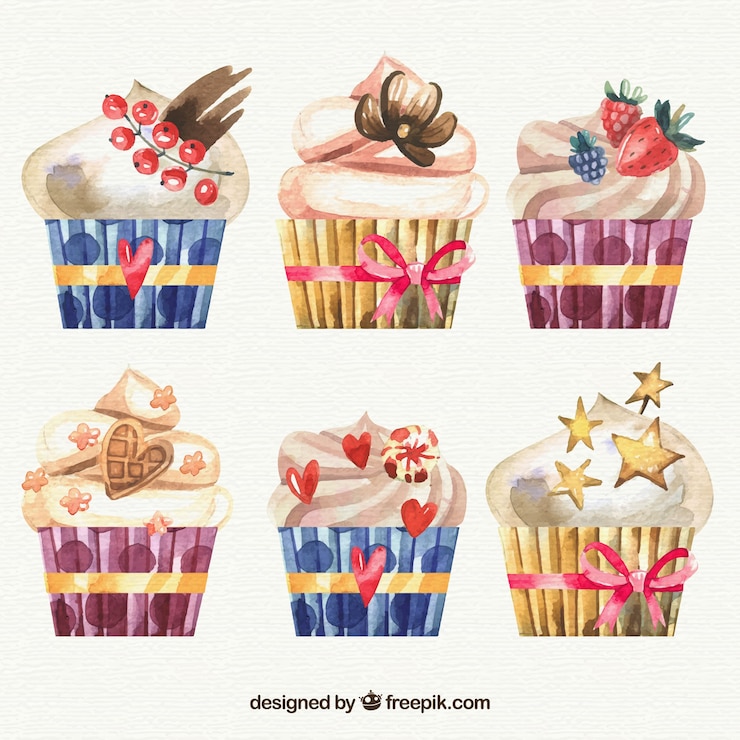 Free Vector delicious birthday muffins
