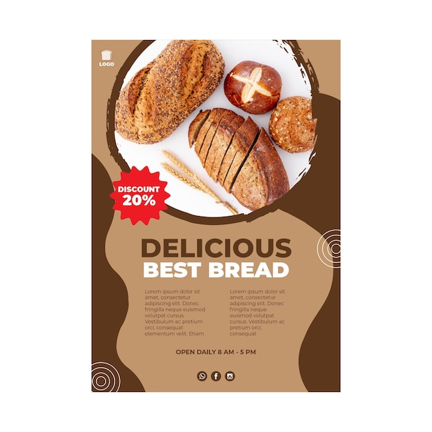 Free vector delicious bread poster concept