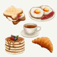 Free vector delicious breakfast items collection