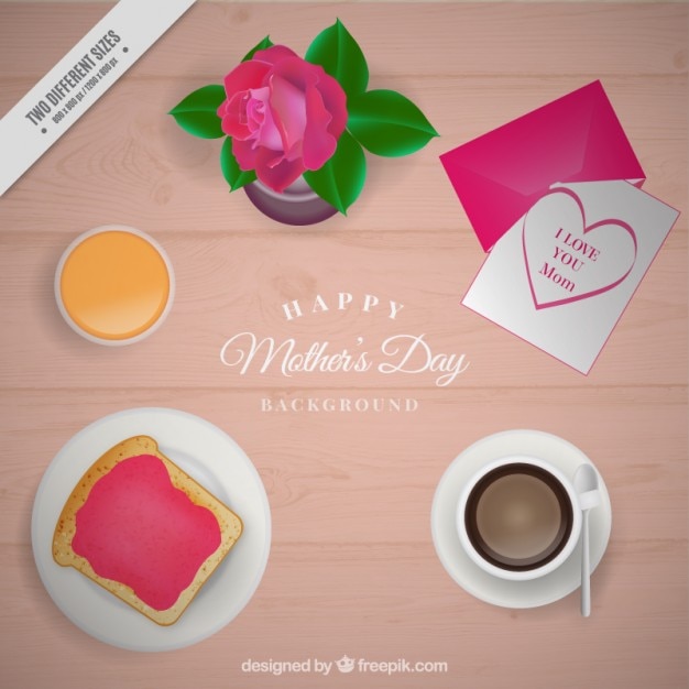 Free vector delicious breakfast for mum background