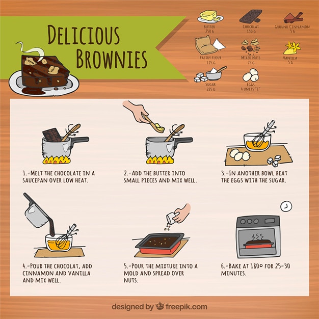 Free Vector delicious brownies recipe 
