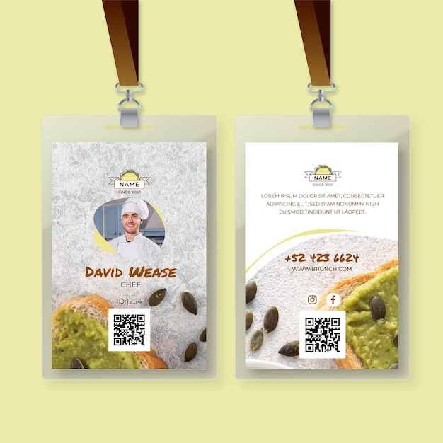 Delicious brunch id card template