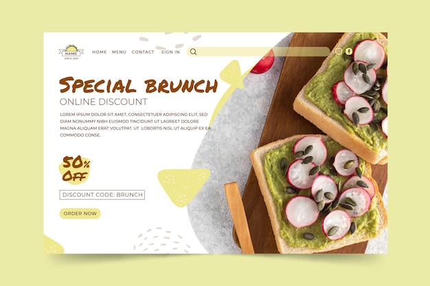 Delicious brunch landing page template